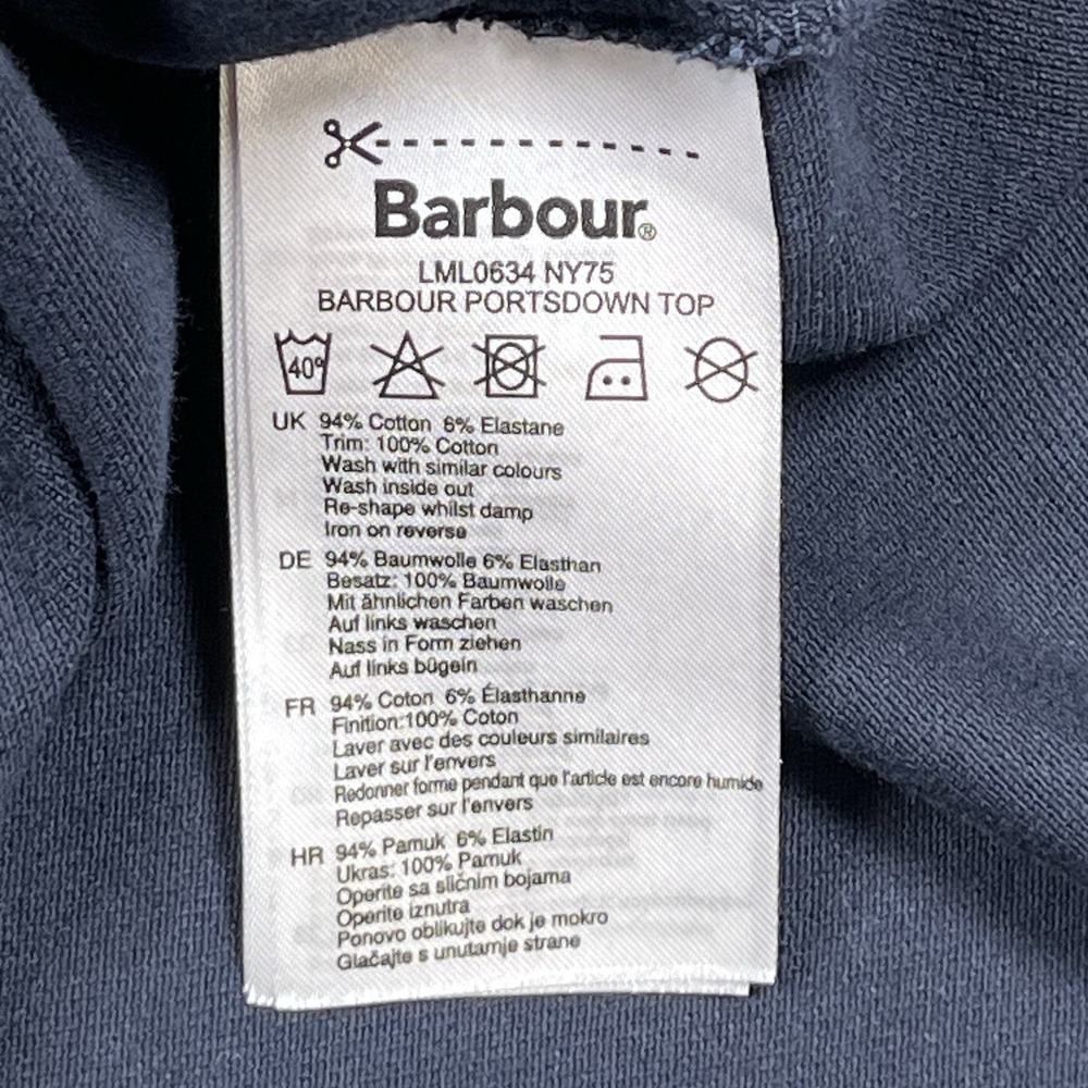 Barbour Women's Navy Portsdown Short Sleeve Polo Shirt Top Sz 10 Tartan Preppy - Picture 5 of 7